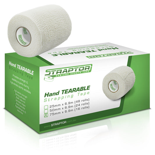 Hand Tearable Stretch Tape White 75mm x 6.9m - Straptor (16)